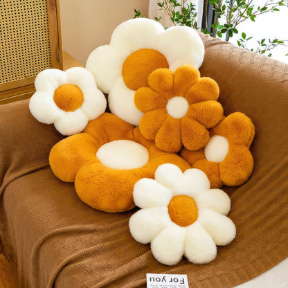 Coussin en peluche à motif de fleurs d'automne