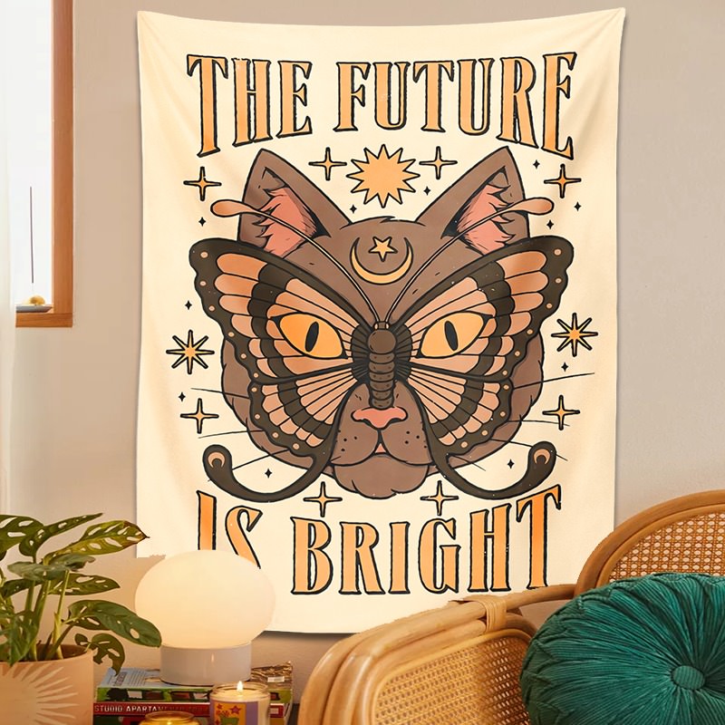 The Cat Future is Bright Tapestry cats mystery tarot witchy