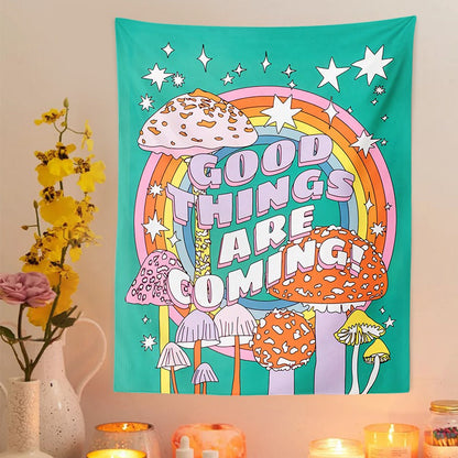 Good Things Mushroom Tapestry acid hippie rainbow