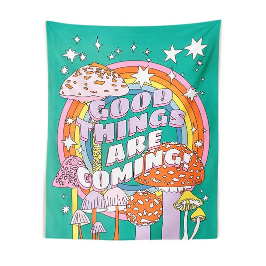 Good Things Mushroom Tapestry acid hippie rainbow