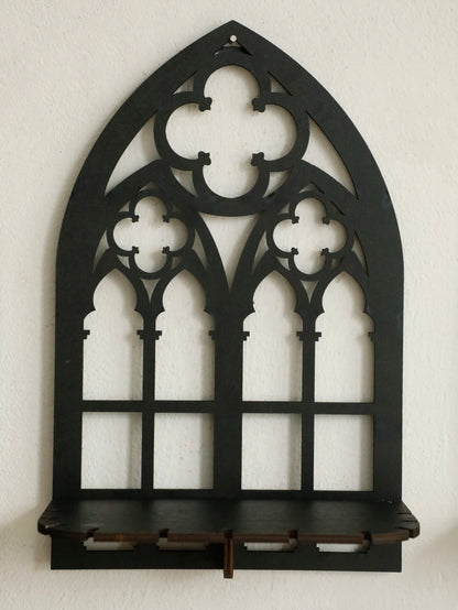Gothic Arch Wooden Wall Shelf Set