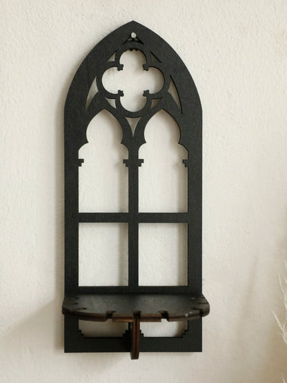 Gothic Arch Wooden Wall Shelf Set