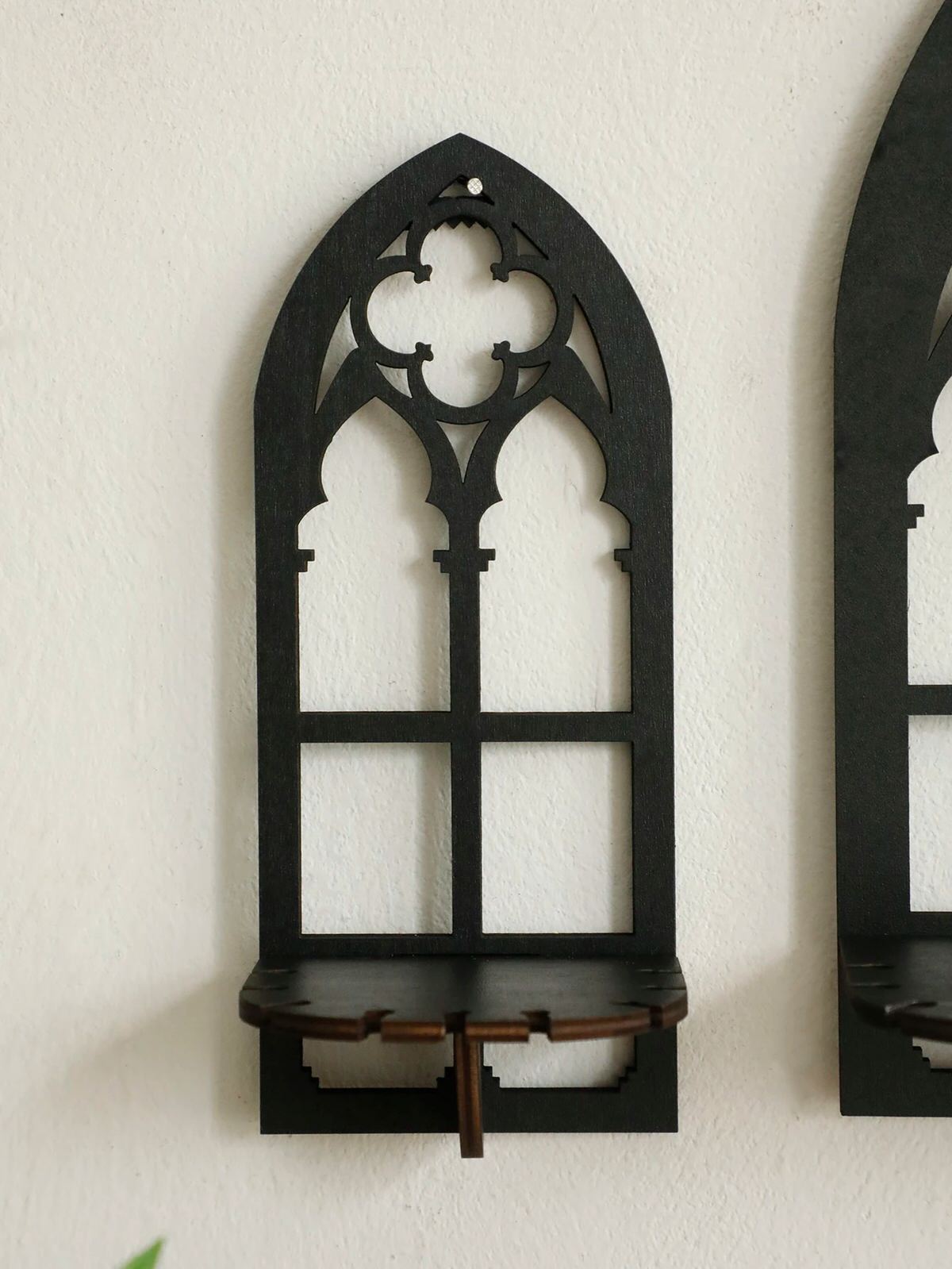 Gothic Arch Wooden Wall Shelf Set