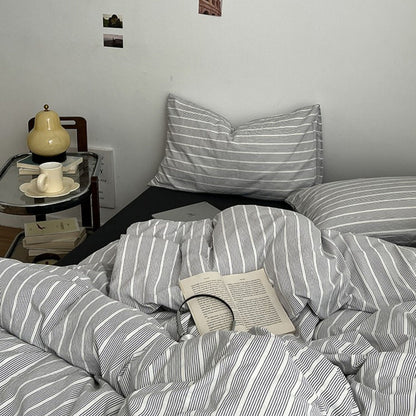 Minimalist Grey Pinstripe Bedding Set