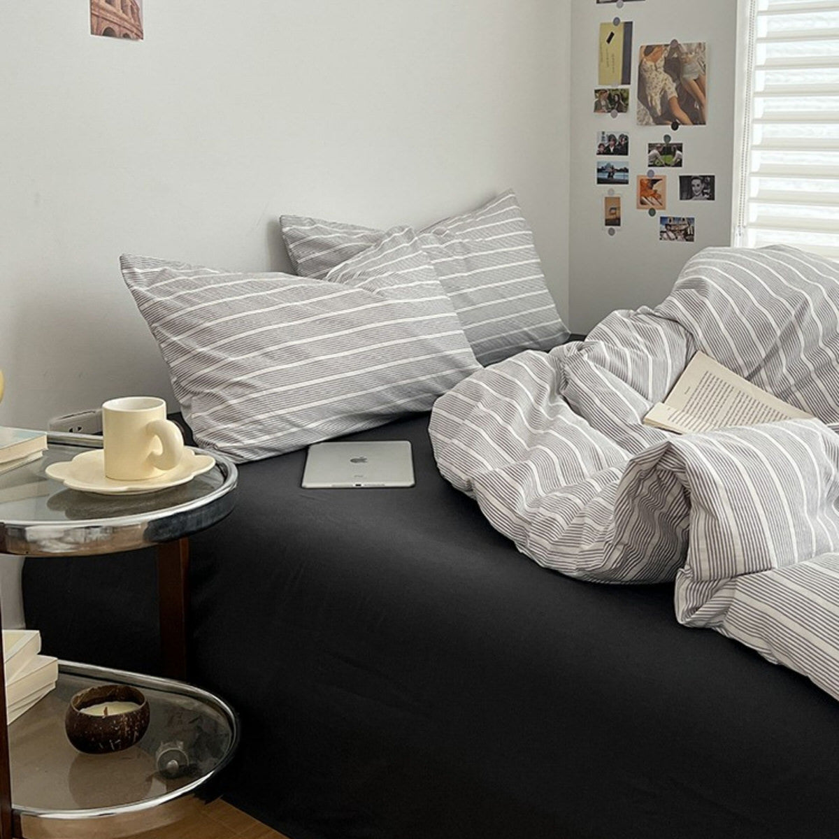 Minimalist Grey Pinstripe Bedding Set