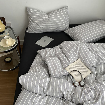 Minimalist Grey Pinstripe Bedding Set