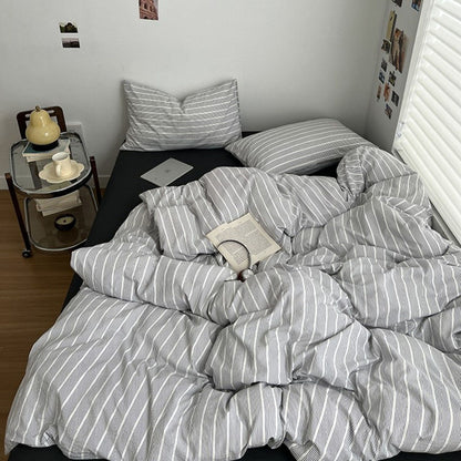 Minimalist Grey Pinstripe Bedding Set