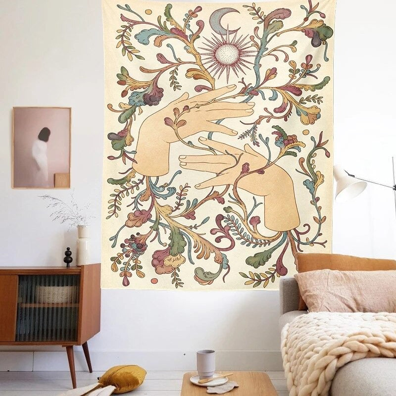 Hands of Moon Garden Tapestry floral