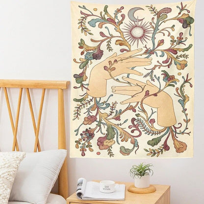 Hands of Moon Garden Tapestry floral