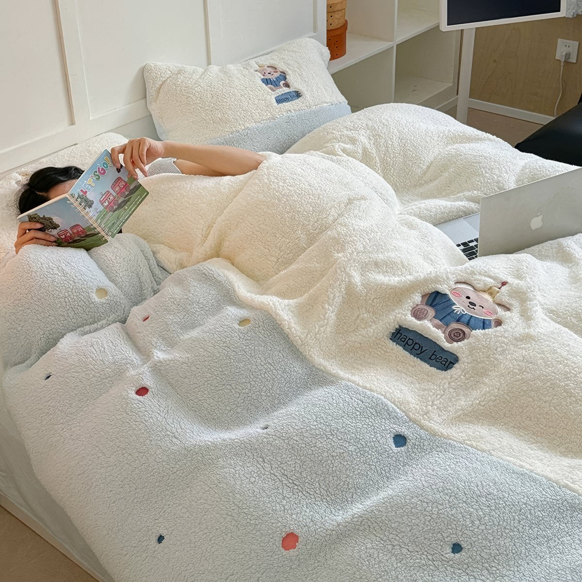 Happy Bear Fluffy Sherpa Bettwäsche-Set