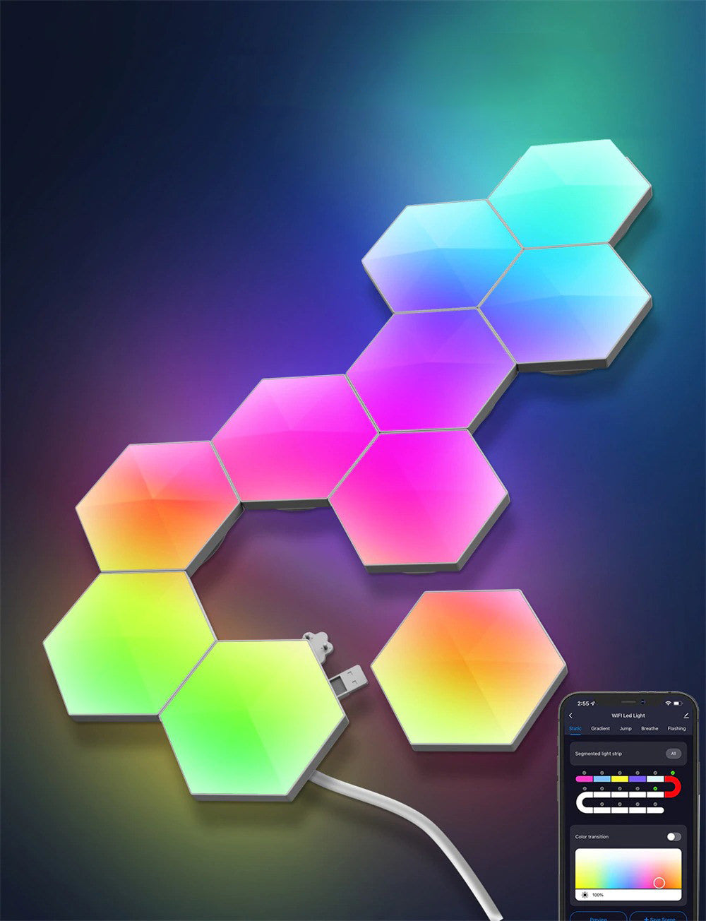 Hexagon LED Lights AESTHETIC_eGirl dream light galaxy galaxy light hexagonal led panel rgb rgbic SUB CATEGORY_Ambient Lighting ws2811