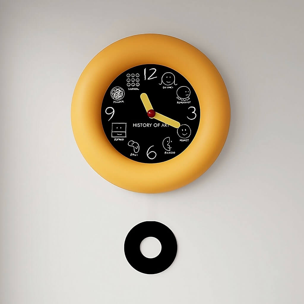 Minimalistische runde Wanduhr aus Kunstgeschichte