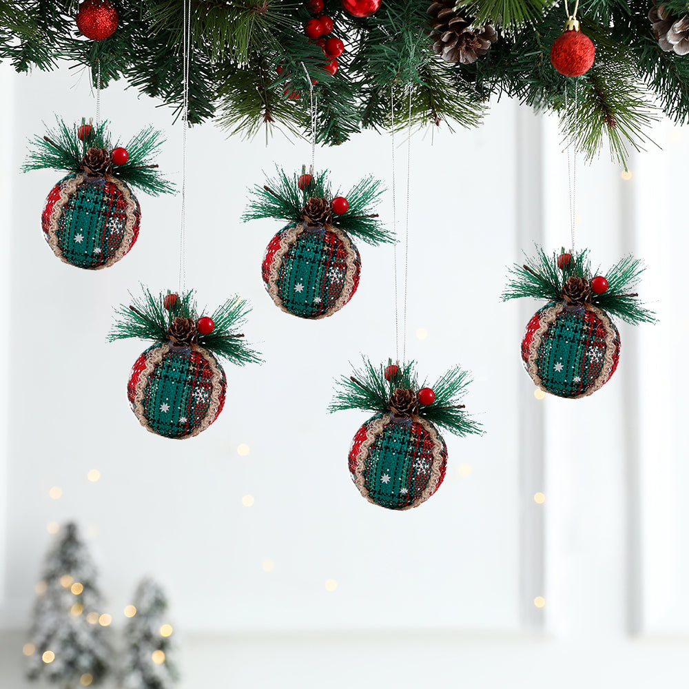 Classic Red And Green Plaid Christmas Balls