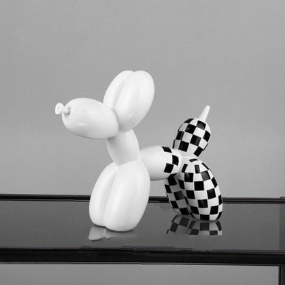 Checkered Balloon Dog Figurines