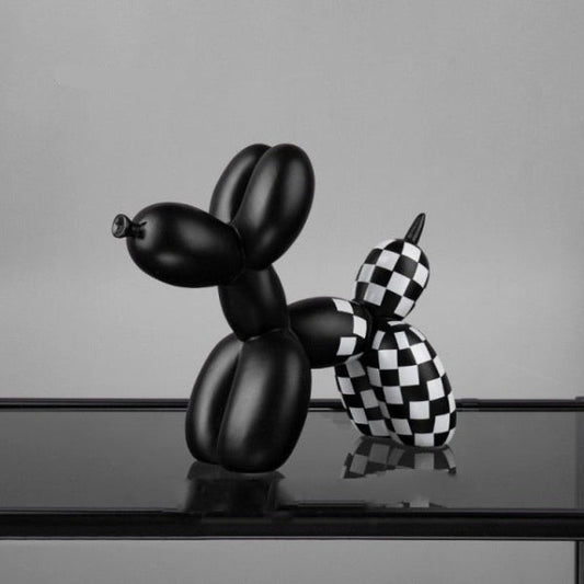 Checkered Balloon Dog Figurines