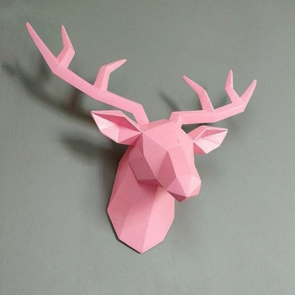 3D Abstract Small Deer Head Sculpture