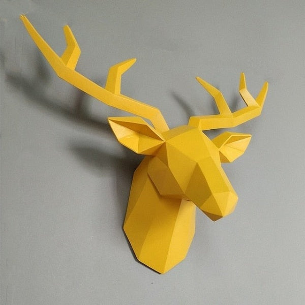 3D Abstract Small Deer Head Sculpture