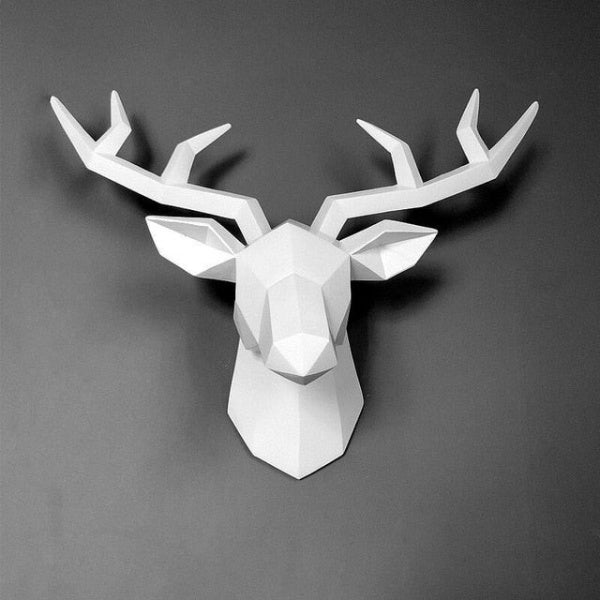 3D Abstract Small Deer Head Sculpture