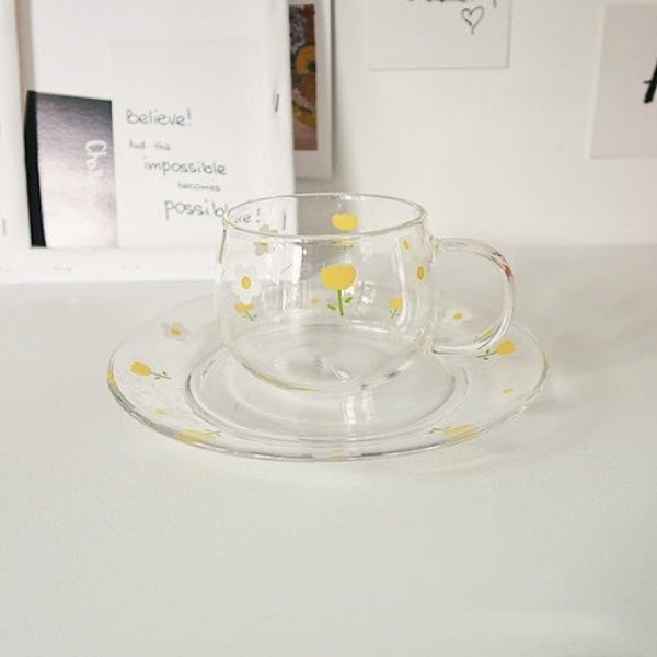 Tulip Tempered Glass Dinner Plate & Tea Set