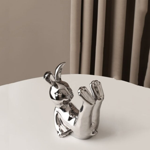 Silver Rabbit Decorative Figurines