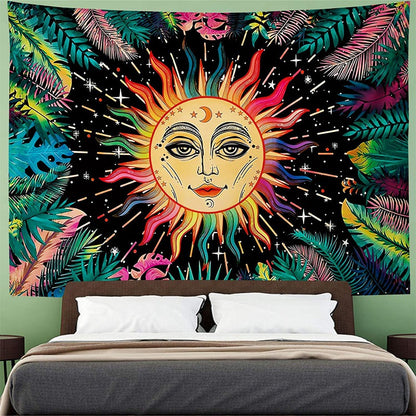 Burning Tropical Sun Tapestry indian sun moon