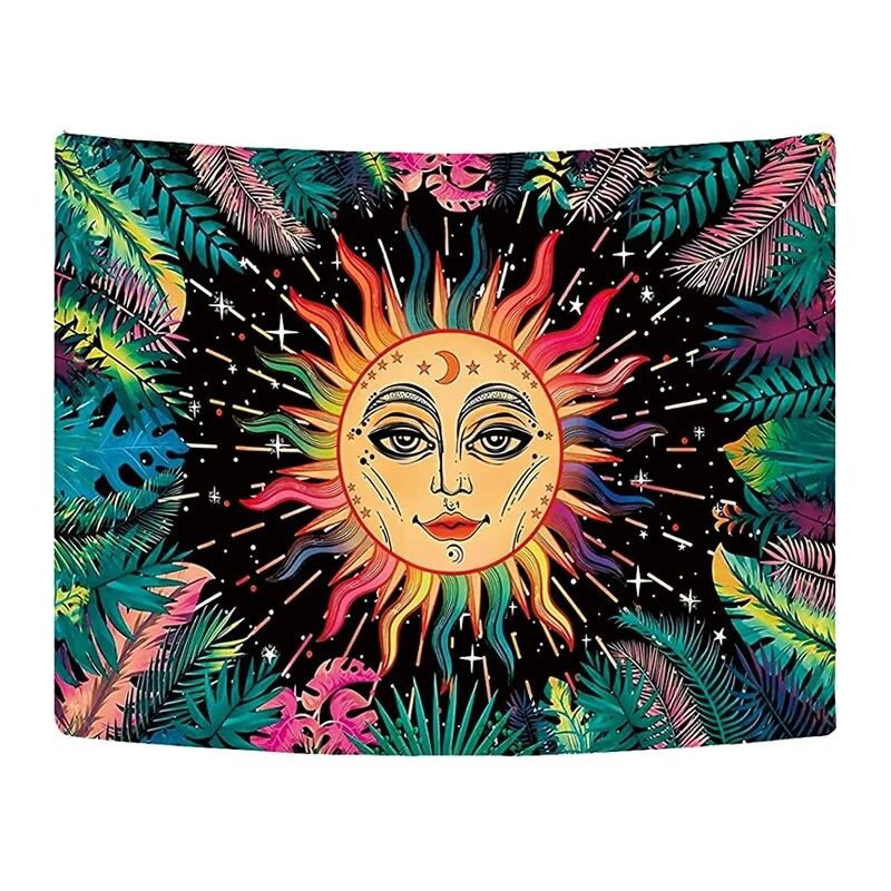 Burning Tropical Sun Tapestry indian sun moon