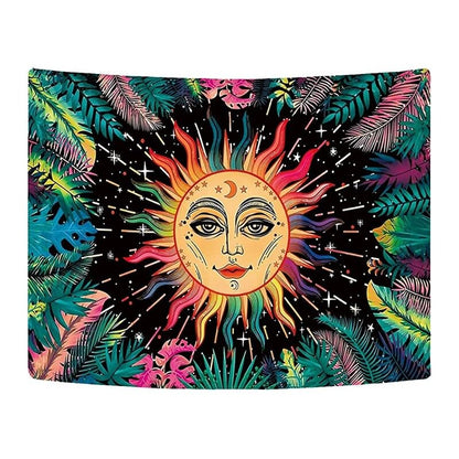 Burning Tropical Sun Tapestry indian sun moon