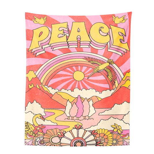 Indie Peace Tapestry hippie rainbow