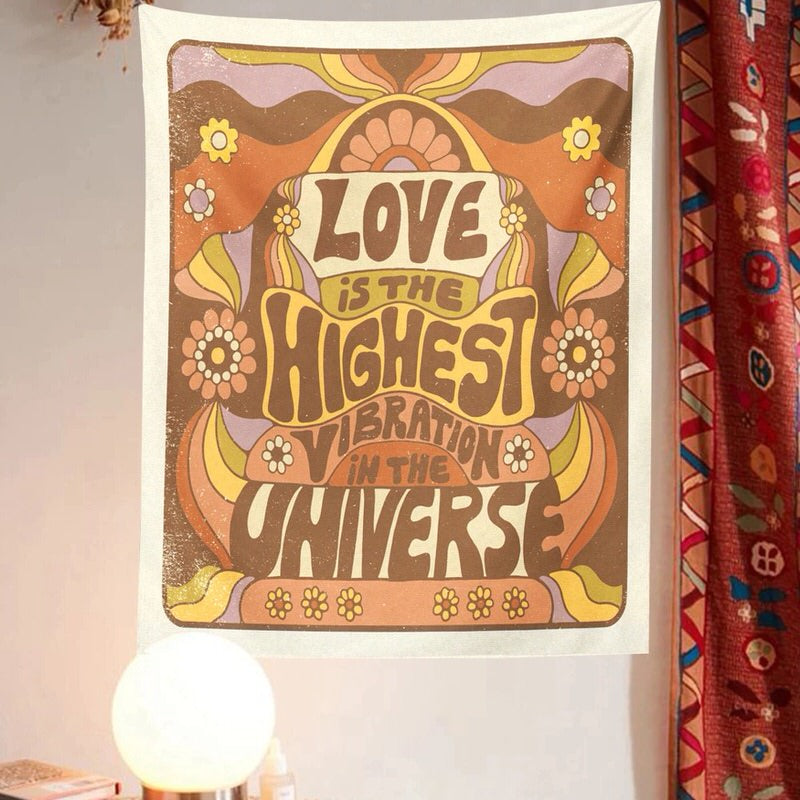 Love is Highest Vibration Tapestry acid floral flowers hippie rainbow sunflowers