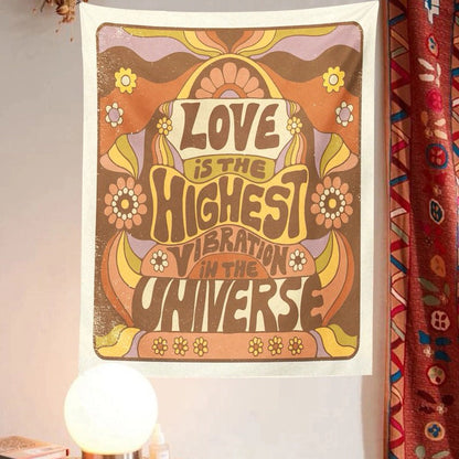 Love is Highest Vibration Tapestry acid floral flowers hippie rainbow sunflowers