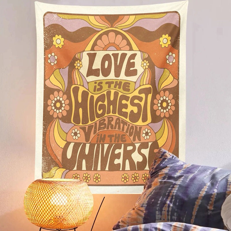 Love is Highest Vibration Tapestry acid floral flowers hippie rainbow sunflowers