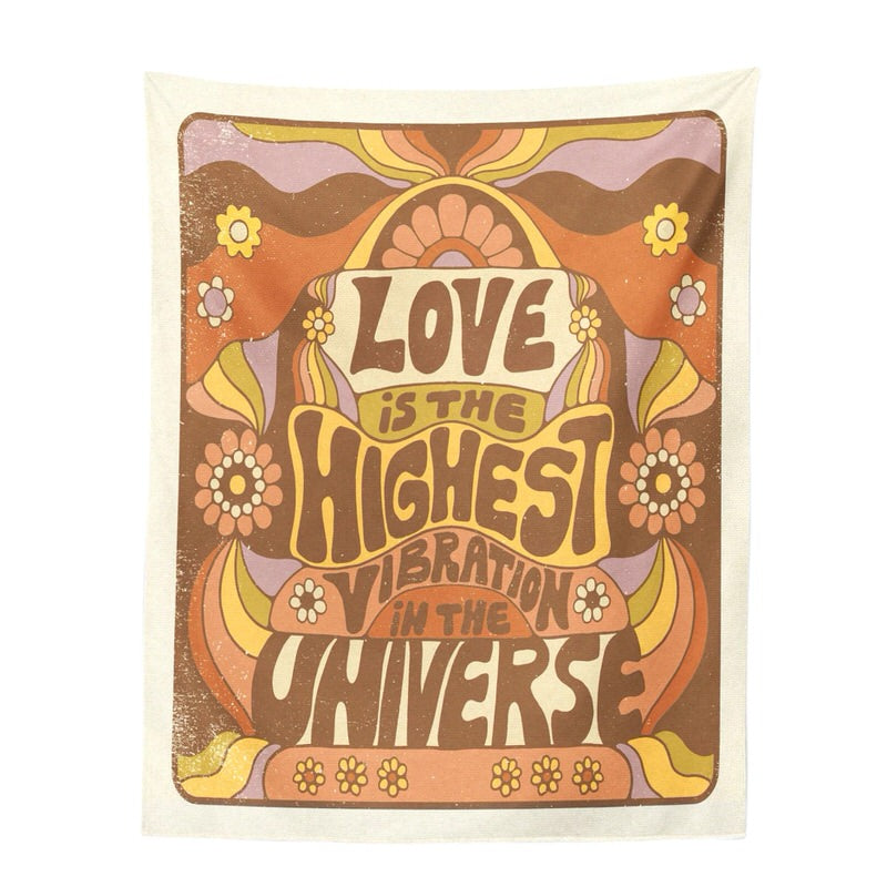 Love is Highest Vibration Tapestry acid floral flowers hippie rainbow sunflowers