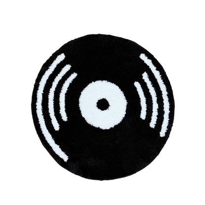Tapis rond touffeté en vinyle rétro