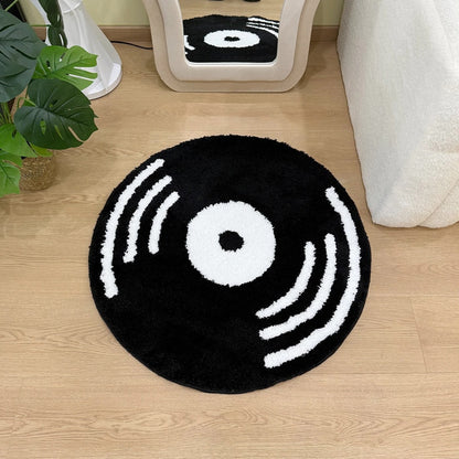 Tapis rond touffeté en vinyle rétro