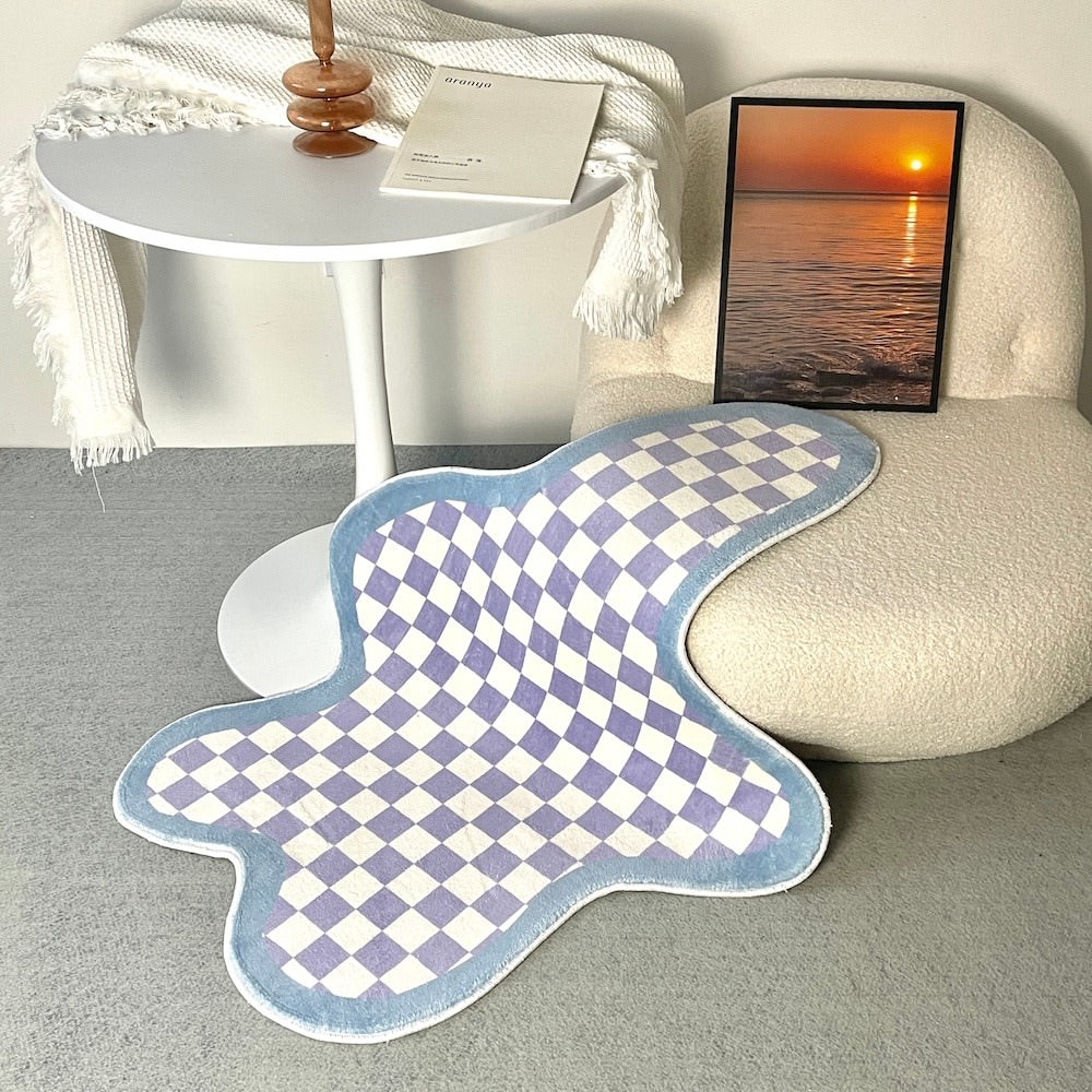 Irregular Blob Checkered Accent Rug