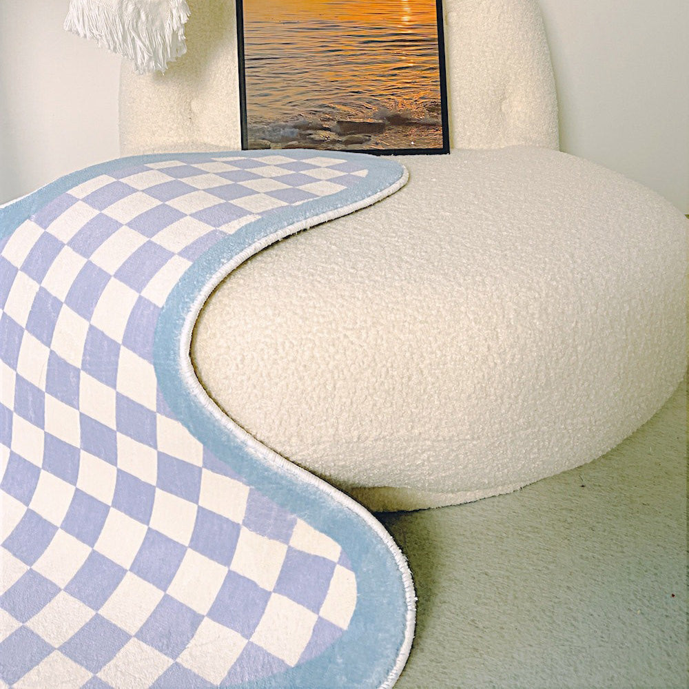 Irregular Blob Checkered Accent Rug