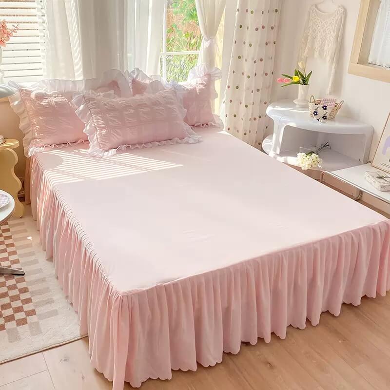 Kawaii Ruffle Bedding Set bed sheet bedsheets ruffles white