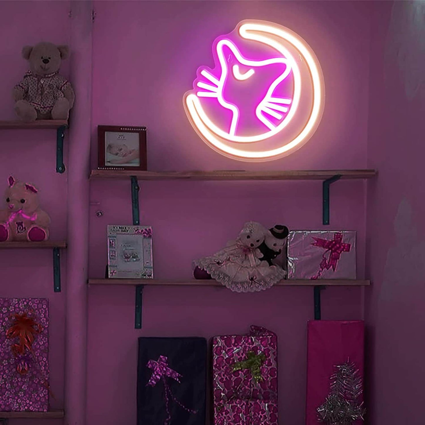 Kawaii Moon Cat Neon Sign