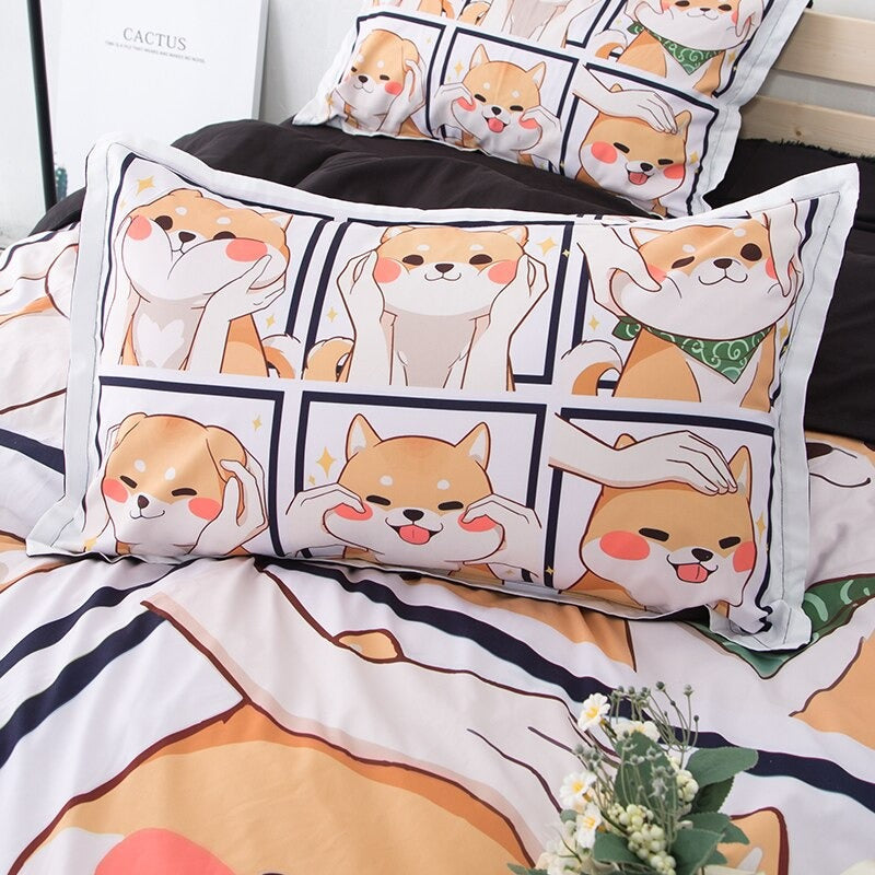 Kawaii Shiba Bedding Set bed sheet bedsheets SUB CATEGORY_Bedding Sets