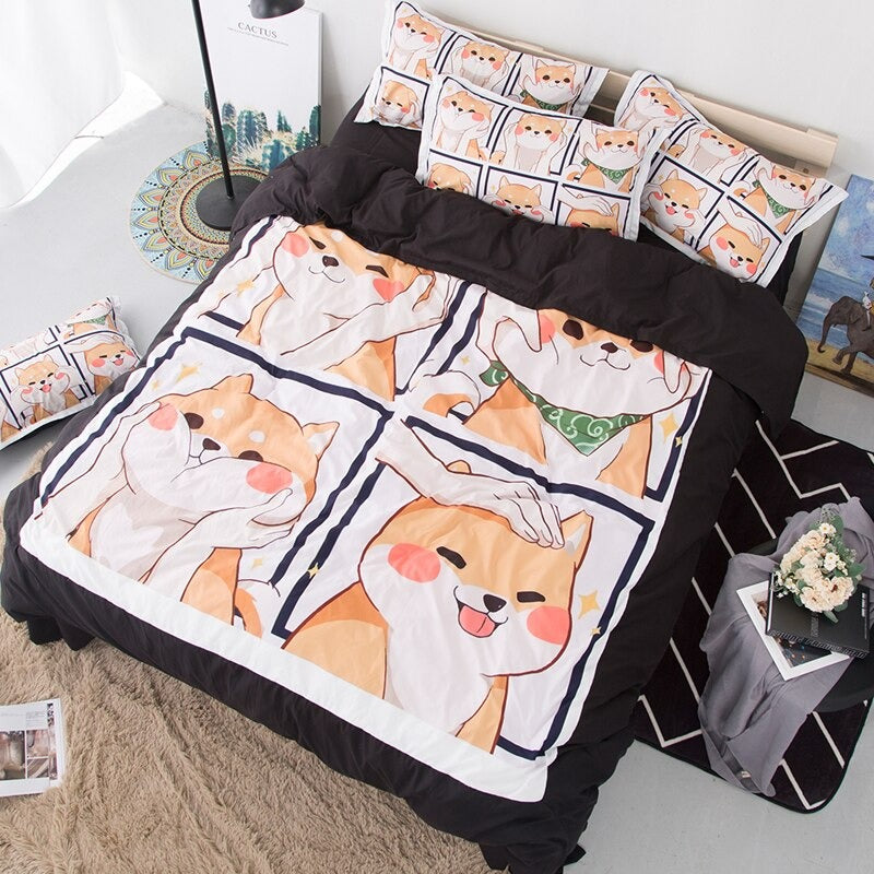 Kawaii Shiba Bedding Set bed sheet bedsheets SUB CATEGORY_Bedding Sets