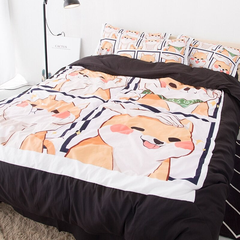 Kawaii Shiba Bedding Set bed sheet bedsheets SUB CATEGORY_Bedding Sets