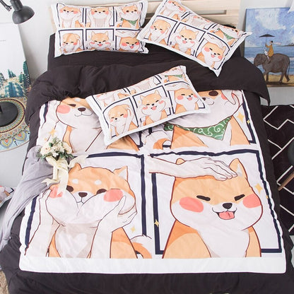 Kawaii Shiba Bedding Set bed sheet bedsheets SUB CATEGORY_Bedding Sets