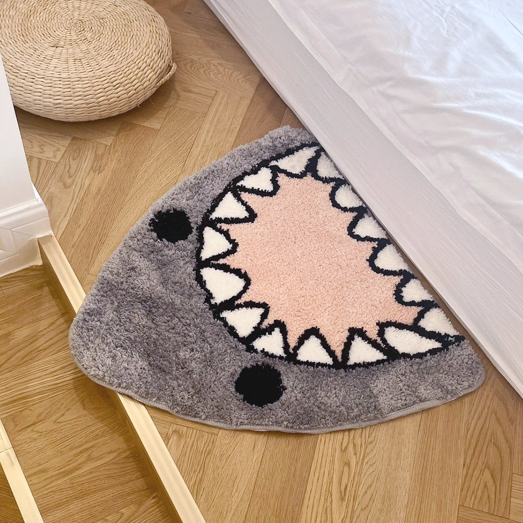 Kawaii Angry Shark Tufted Accent Rug