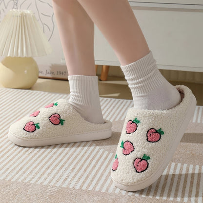Kawaii Peaches Soft Plush House Slippers