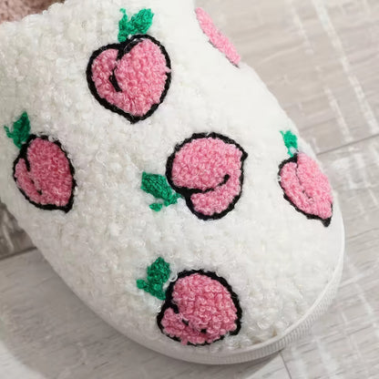 Kawaii Peaches Soft Plush House Slippers