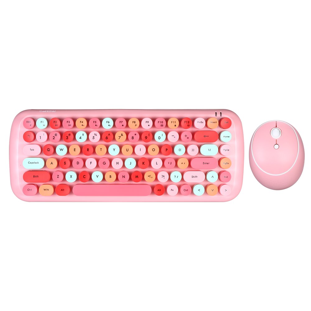 Kawaii Retro Keyboard + Mouse Set anime keys caps round caps