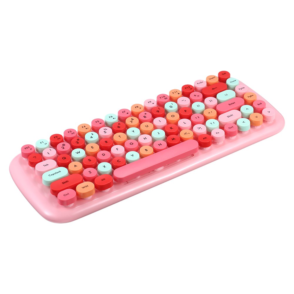 Kawaii Retro Keyboard + Mouse Set anime keys caps round caps