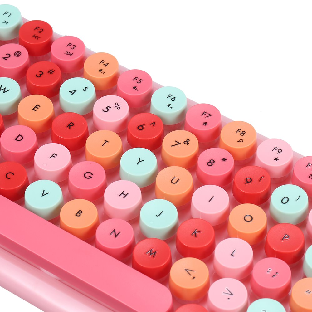 Kawaii Retro Keyboard + Mouse Set anime keys caps round caps