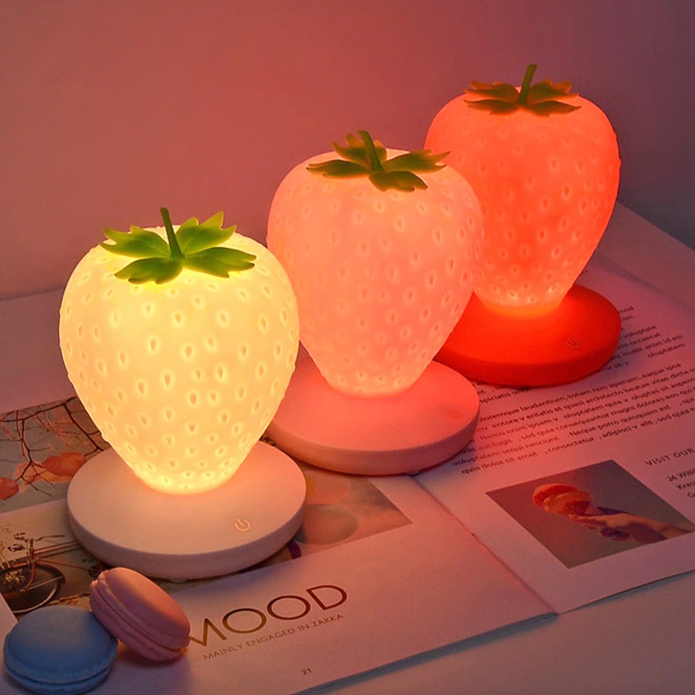 Kawaii Strawberry Night Light cute lamp lamp rubber silicone