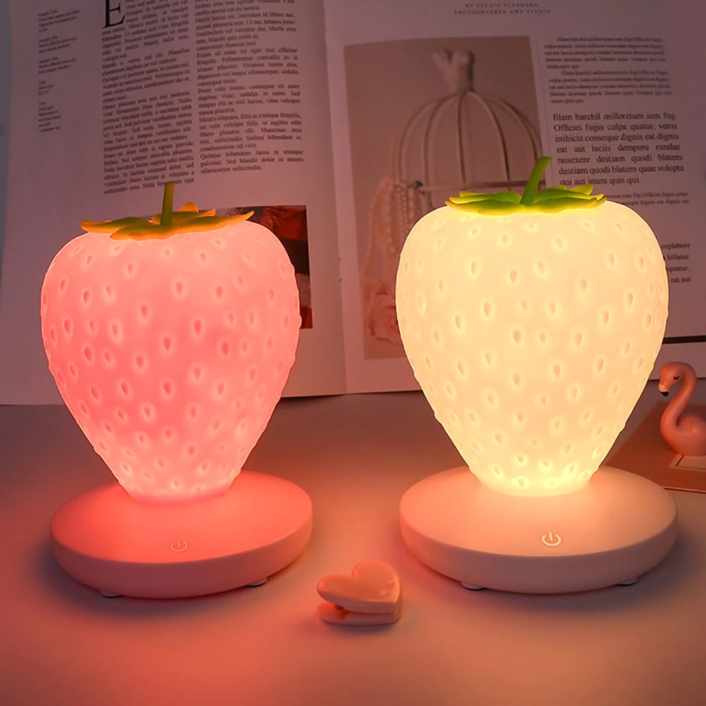 Kawaii Strawberry Night Light cute lamp lamp rubber silicone